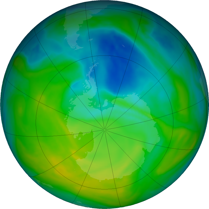 Antarctic ozone map for 20 November 2016